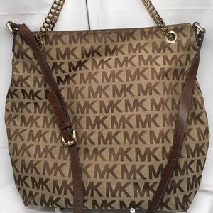 Michael Kors Signature JetSet Chain Tote Handbag 2Way Carry North/South